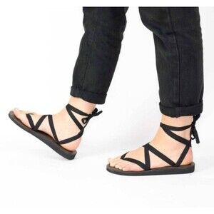 Sseko Ribbon Sandals - Chocolate Brown w/ Black Ribbon Ties Size: 10